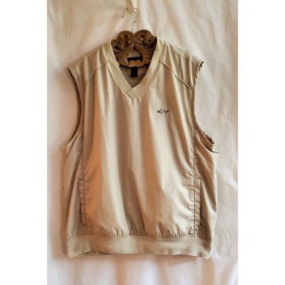 Greg Norman Tasso Elba Men's Lined Pullover Golf Vest Khaki L Mock Neck Pockets - Picture 1 of 4